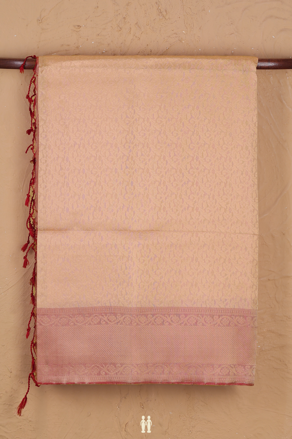 Soft Silk Saree In Light Orange With Brocade Design
