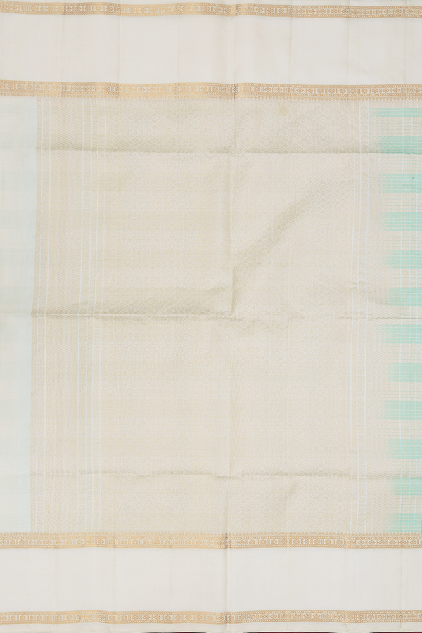 Soft Silk Saree In Blue And Cream With Checks Design