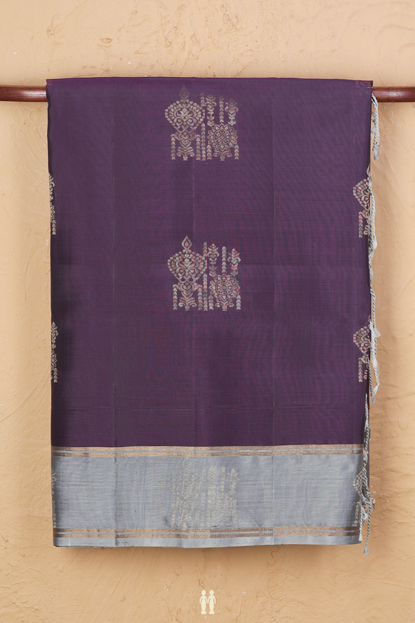 Soft Silk Saree In Regal Purple With Zari Motifs