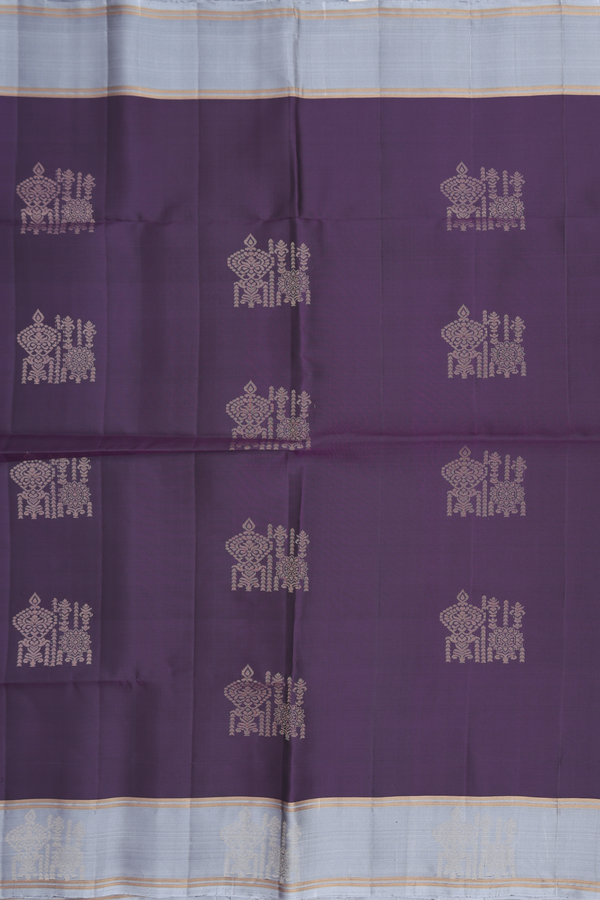 Soft Silk Saree In Regal Purple With Zari Motifs