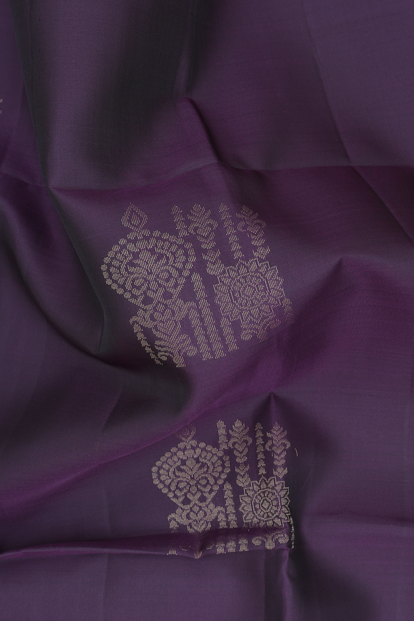 Soft Silk Saree In Regal Purple With Zari Motifs