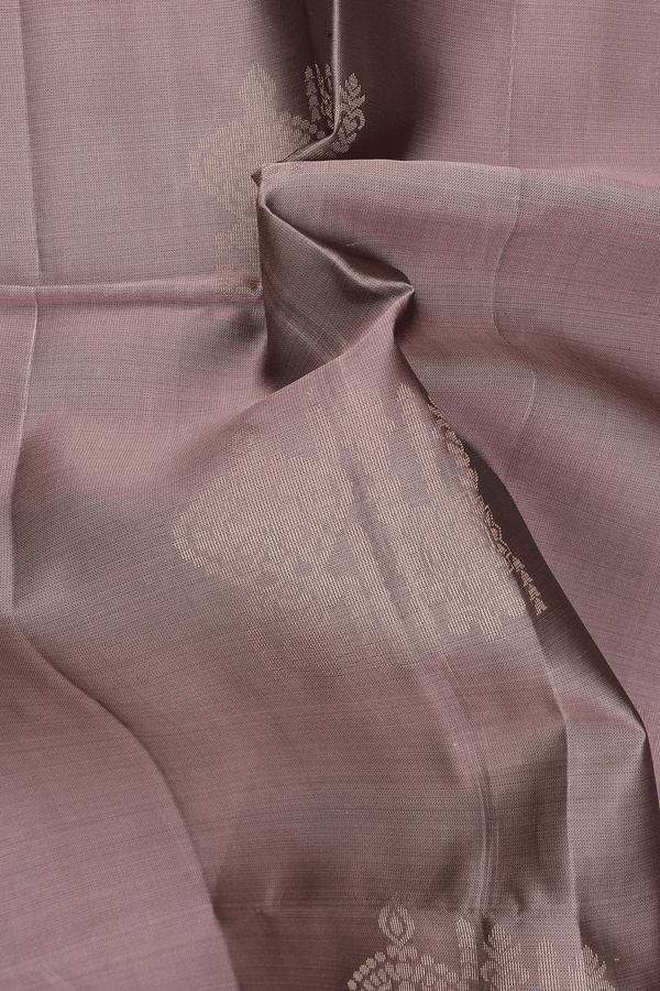 Soft Silk Saree In Dusty Brown With Zari Motifs