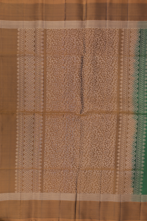 Soft Silk Saree In Forest Green With Zari Buttas