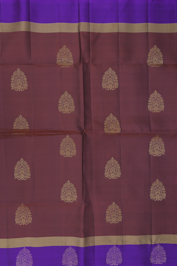 Soft Silk Saree In Maroon With Zari Motifs