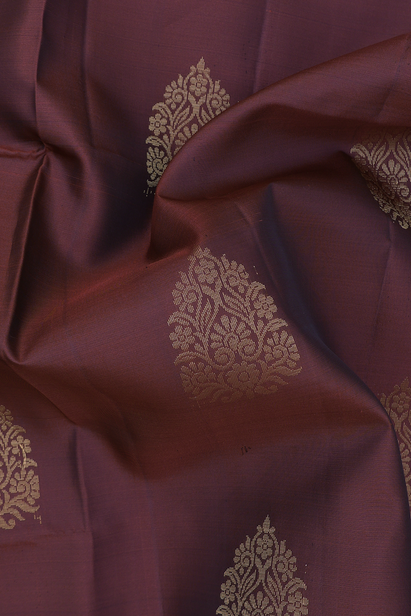Soft Silk Saree In Maroon With Zari Motifs