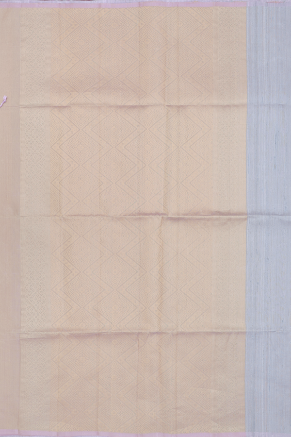 Raw Silk Saree In Grey With Stripes Along Buttas