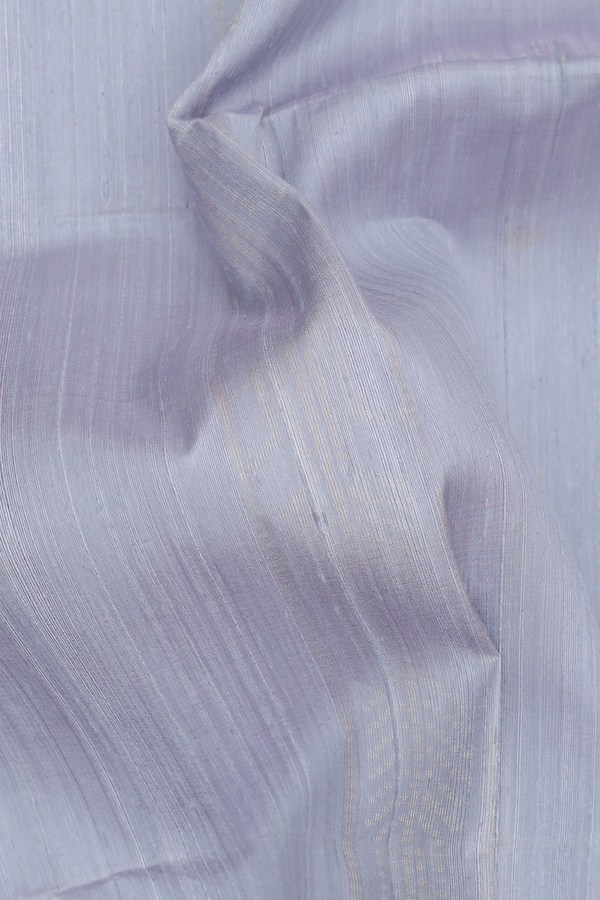 Raw Silk Saree In Grey With Stripes Along Buttas