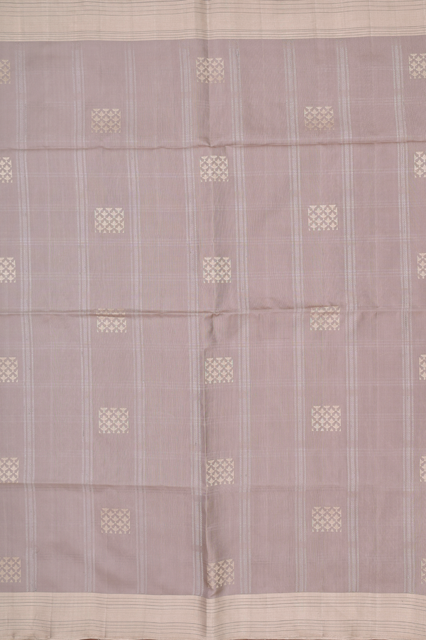 Soft Silk Saree In Dusty Brown Along Stripes With Buttas