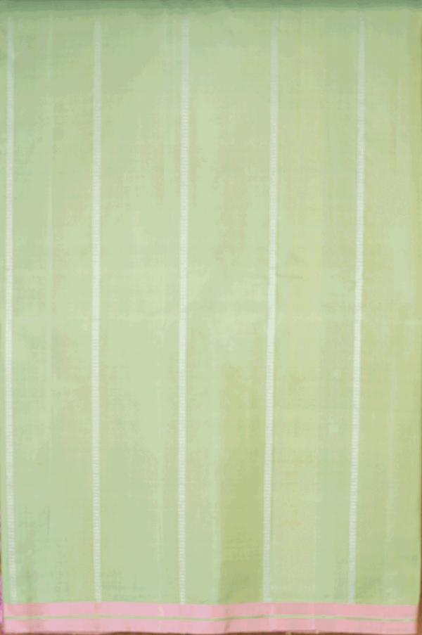 Zari Stripes Design Pastel Green Soft Silk Saree