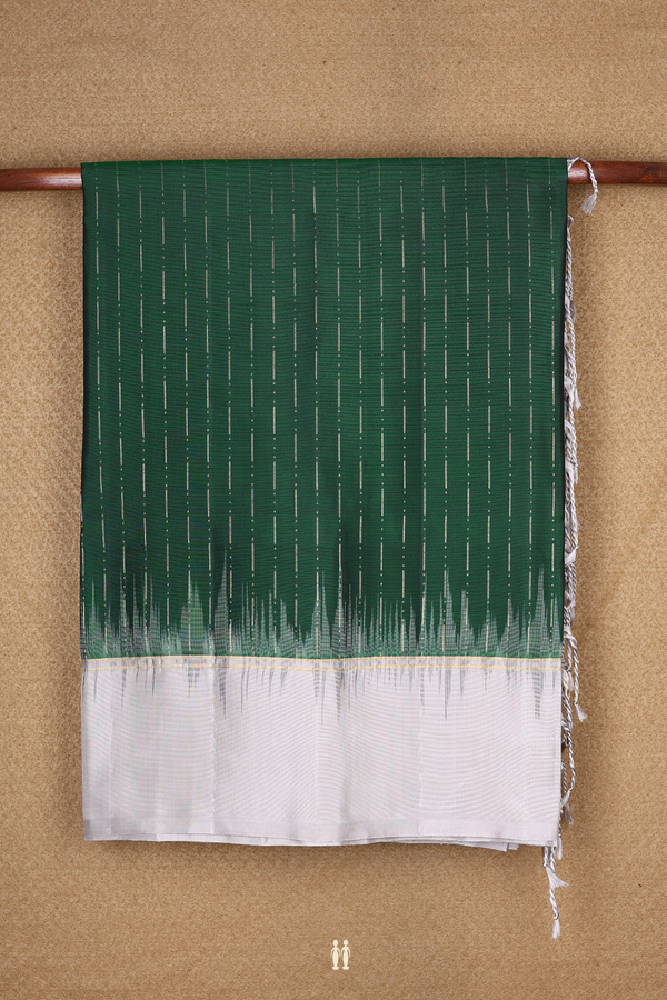 Zari Stripes Design Forest Green Soft Silk Saree