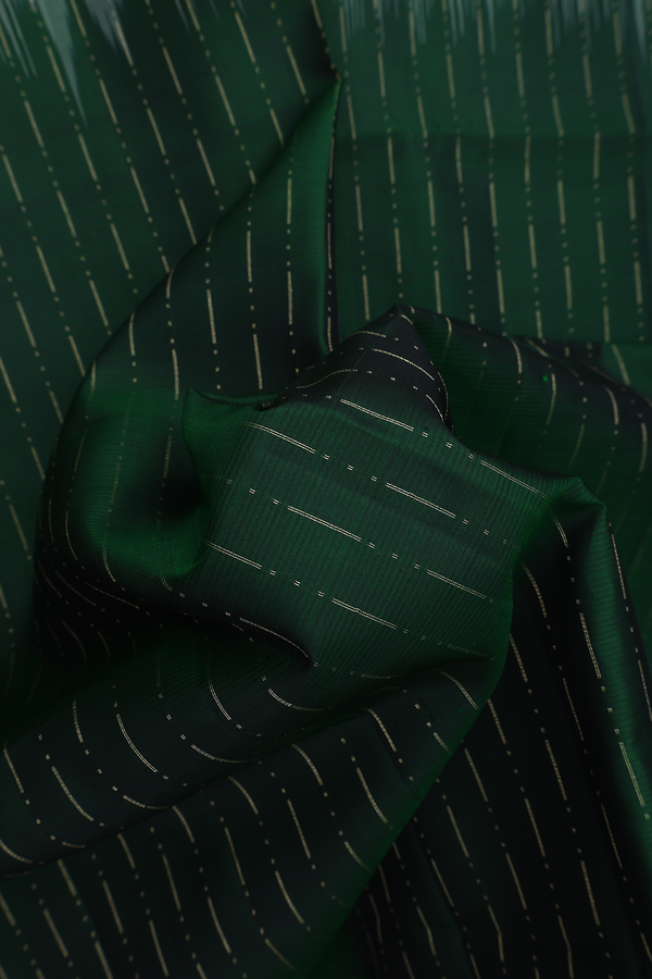 Zari Stripes Design Forest Green Soft Silk Saree