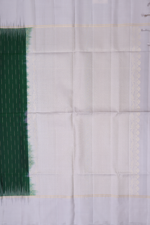 Zari Stripes Design Forest Green Soft Silk Saree