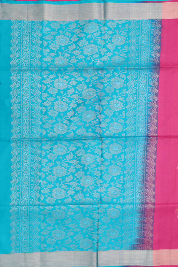 Soft Silk Saree In Pink With Floral Motifs