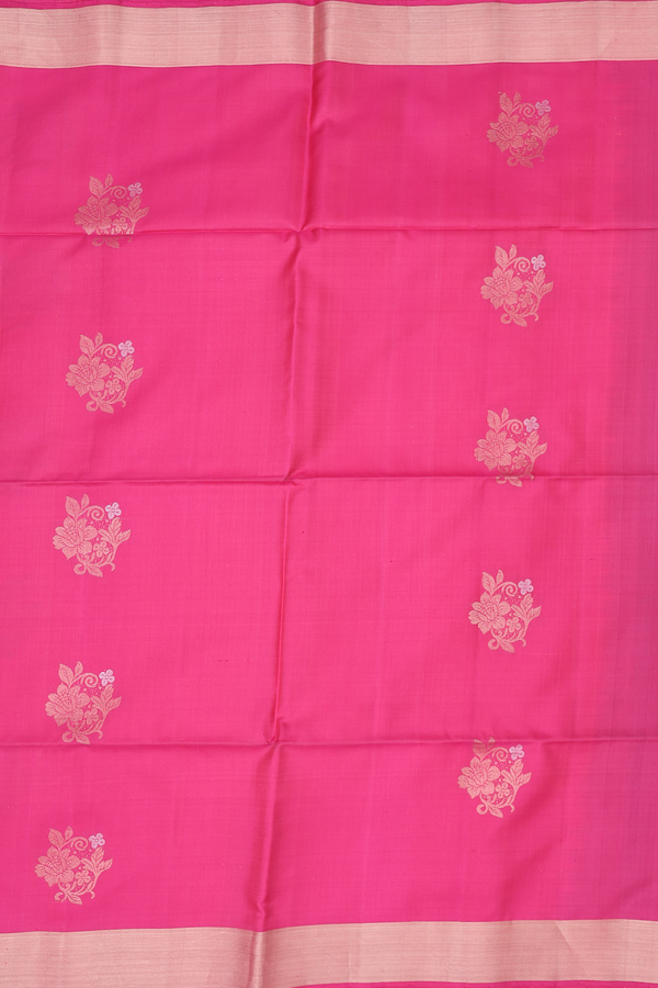 Soft Silk Saree In Pink With Floral Motifs