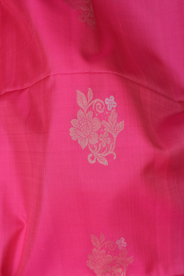 Soft Silk Saree In Pink With Floral Motifs