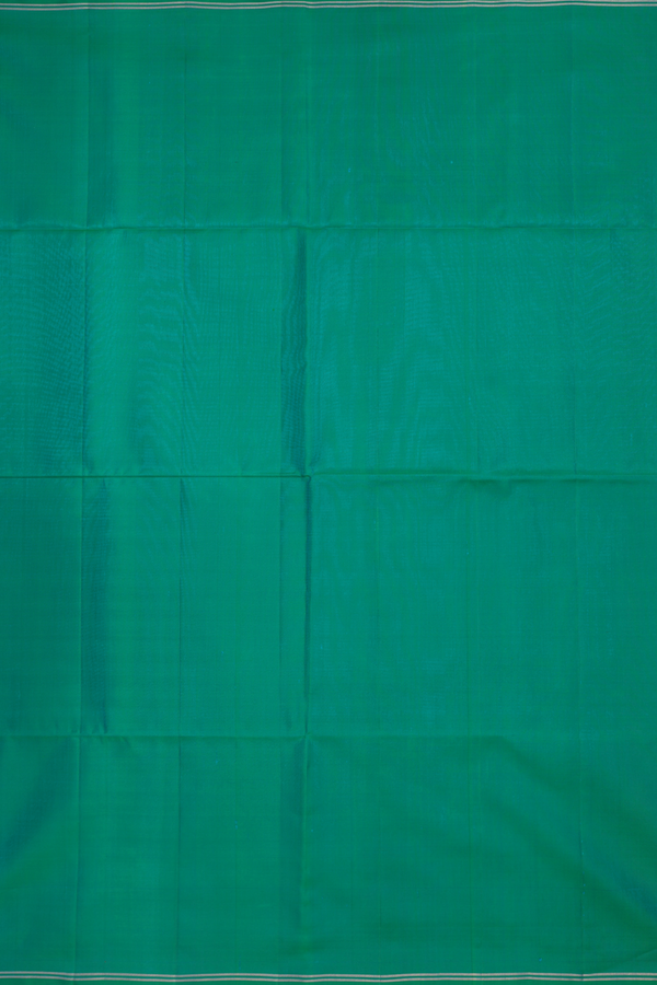 Soft Silk Saree In Plain Green With Stripes Border