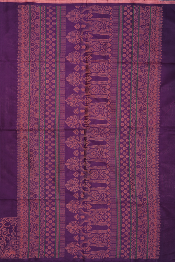 Soft Silk Saree In Deep Purple With Threadwork Buttas