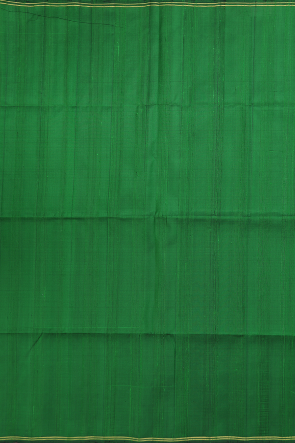 Raw Silk Saree In Leaf Green With Plain