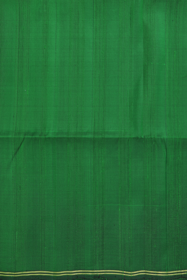 Raw Silk Saree In Leaf Green With Plain