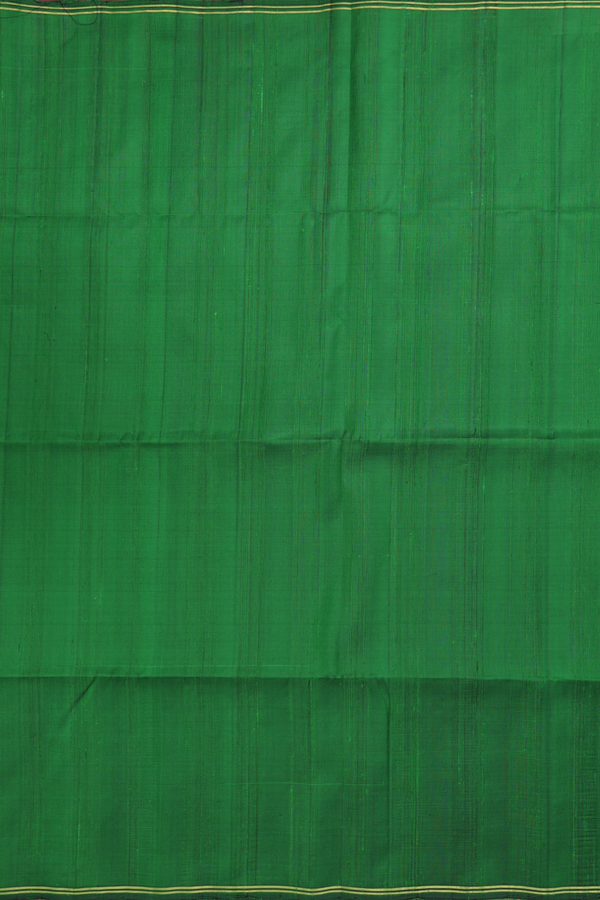 Raw Silk Saree In Leaf Green With Plain