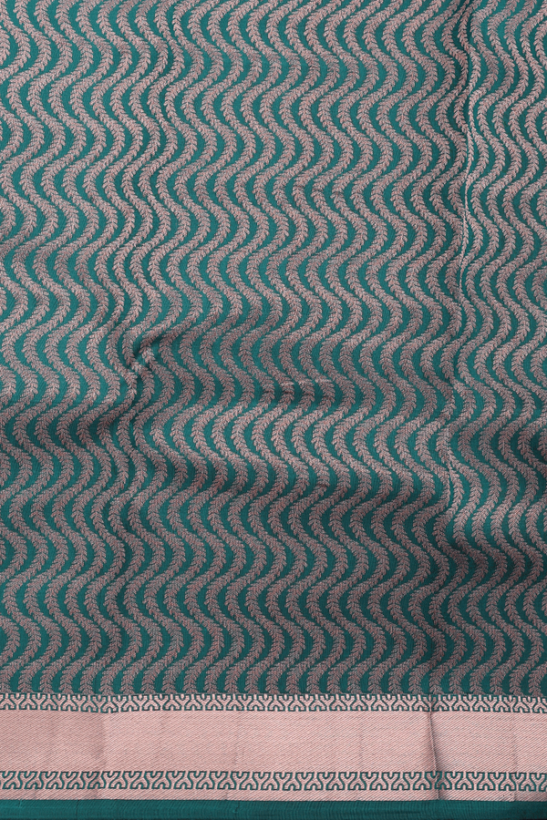 Kanchipuram Silk Saree In Teal Blue With Zari Border