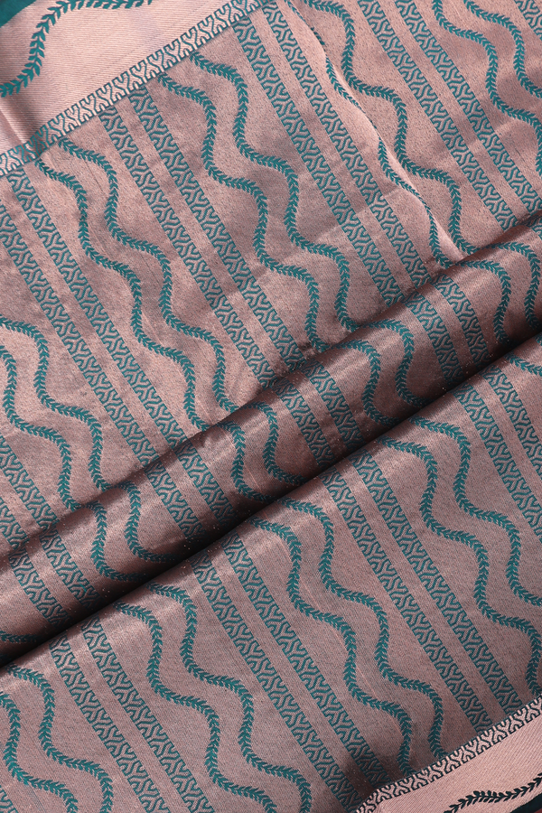 Kanchipuram Silk Saree In Teal Blue With Zari Border
