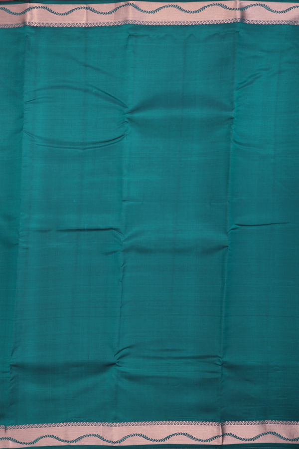 Kanchipuram Silk Saree In Teal Blue With Zari Border