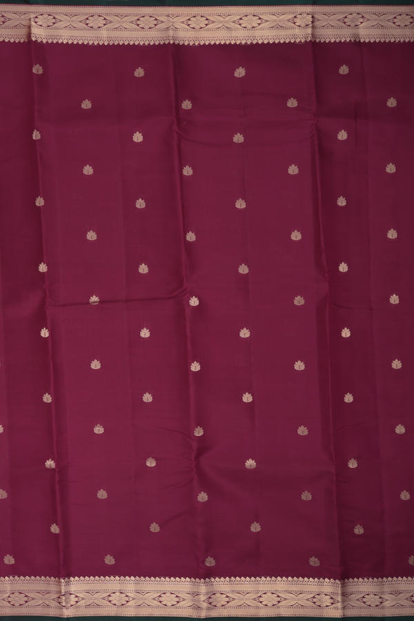 Kanchipuram Silk Saree In Berry Purple With Zari Buttas