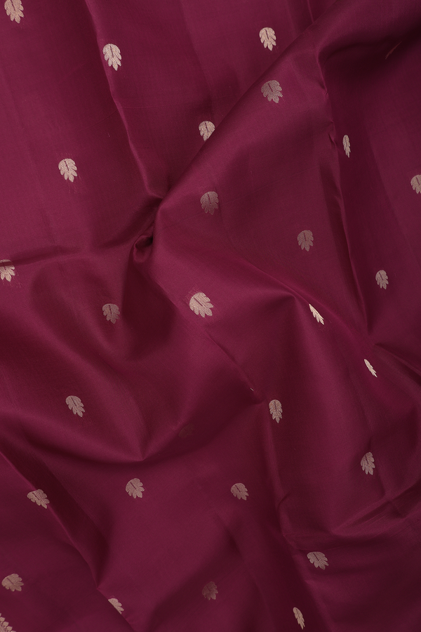 Kanchipuram Silk Saree In Berry Purple With Zari Buttas