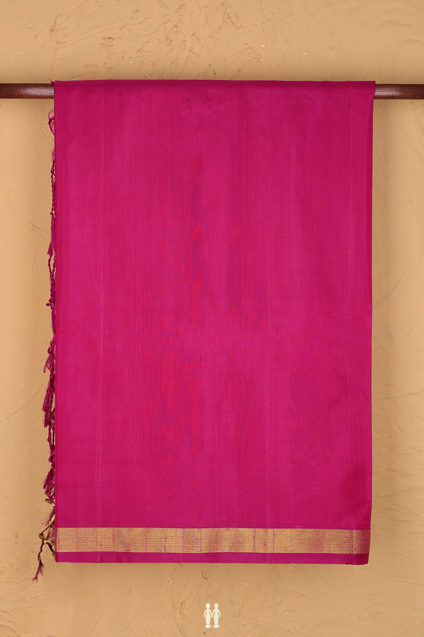 Soft Silk Saree In Plain Purple Rose With Zari Border