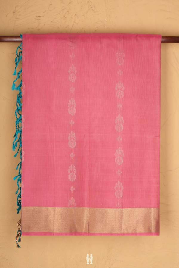 Soft Silk Saree In Pink With Floral Design