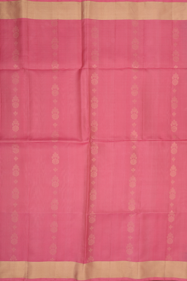 Soft Silk Saree In Pink With Floral Design