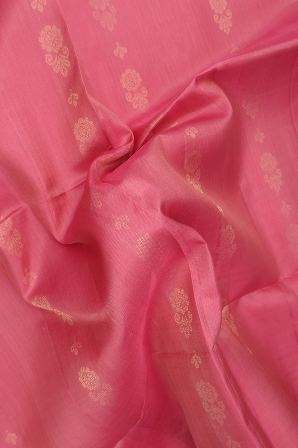 Soft Silk Saree In Pink With Floral Design
