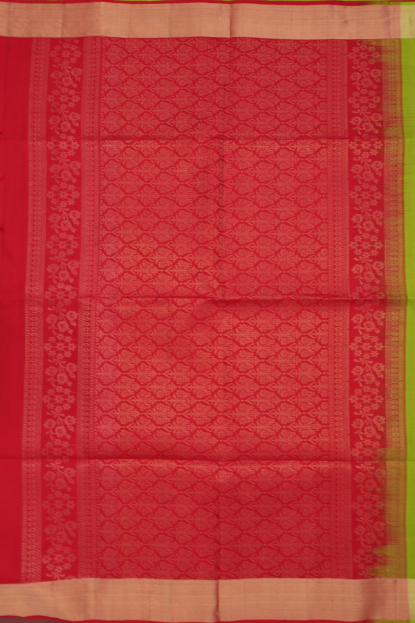 Soft Silk Saree In Parrot Green With Floral Buttas