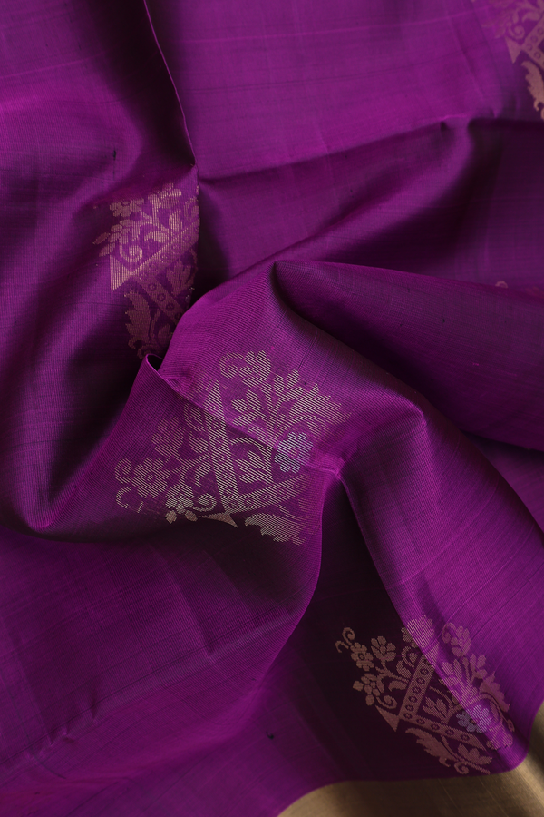Soft Silk Saree In Purple With Zari Motifs