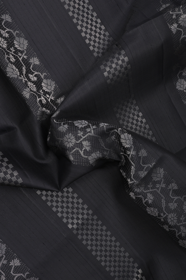 Soft Silk Saree In Black With Allover Design
