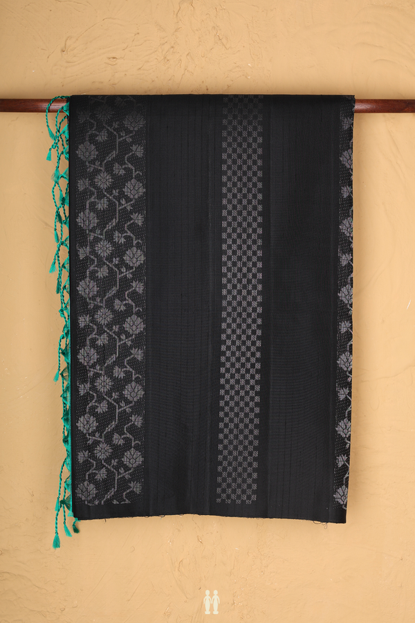 Soft Silk Saree In Black With Allover Design