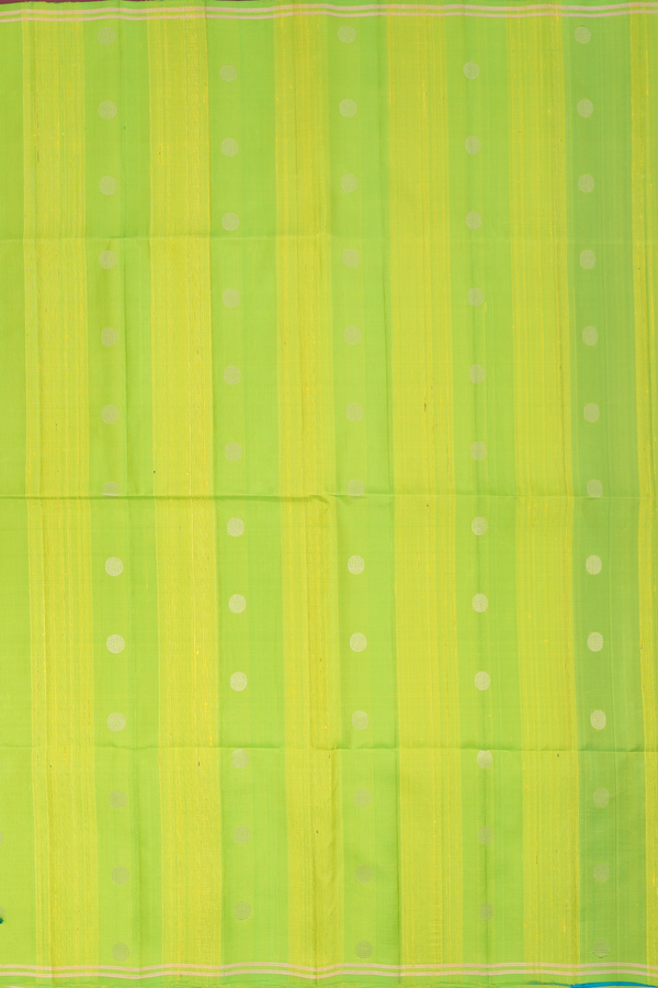 Soft Silk Saree In Lime Green Stripes Along With Buttas