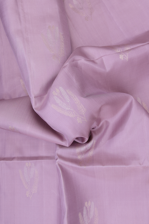 Soft Silk Saree In Dusty Purple With Floral Buttas