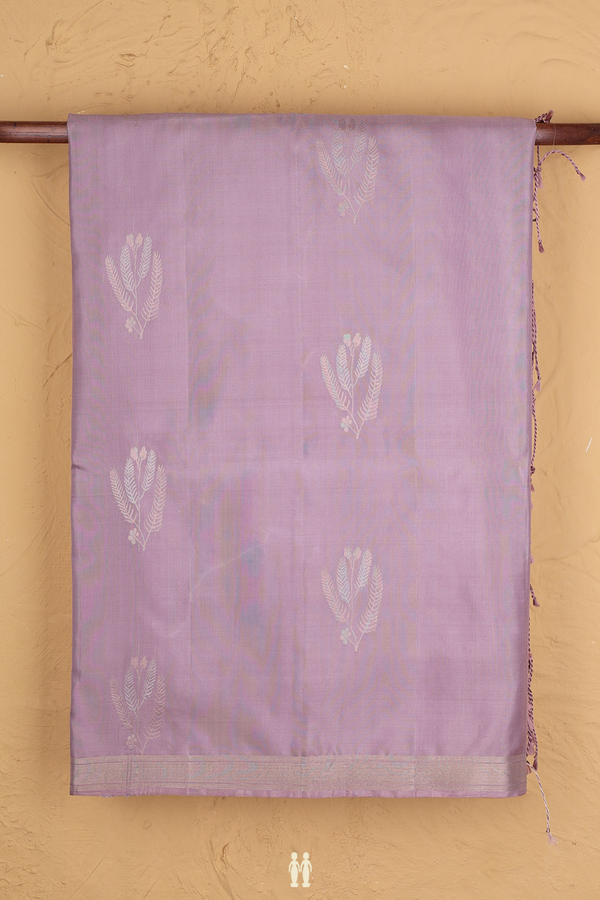 Soft Silk Saree In Dusty Purple With Floral Buttas