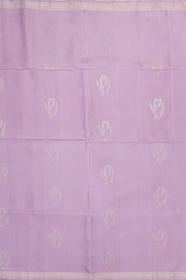 Soft Silk Saree In Dusty Purple With Floral Buttas