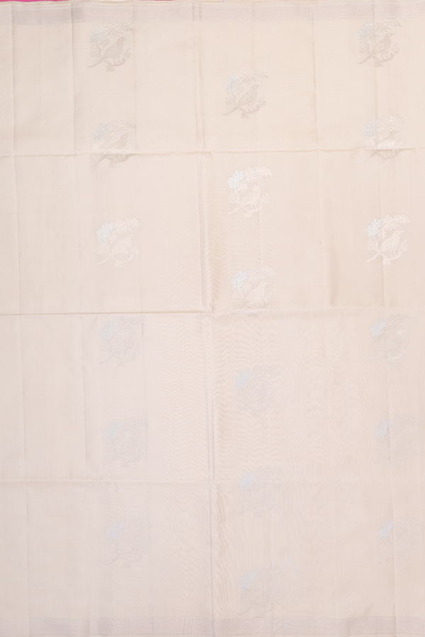 Soft Silk Saree In Beige With Parrot Motifs