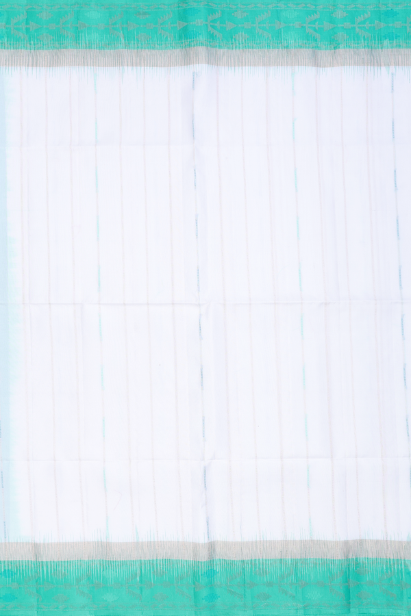 Soft Silk Saree In White With Zari Stripes Design
