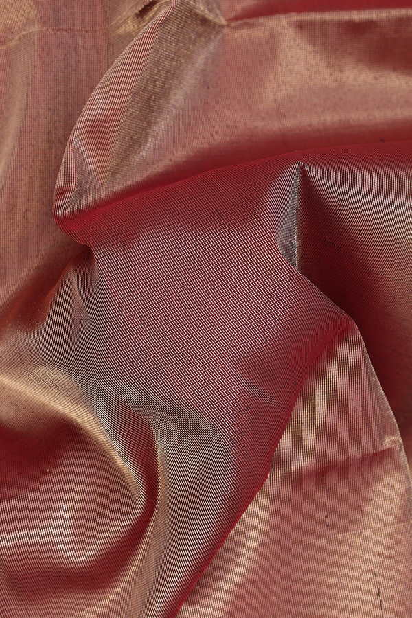 Soft Silk Saree In Ruby Red With Step Border
