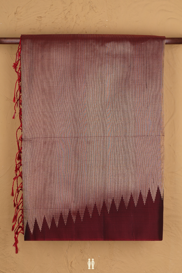 Soft Silk Saree In Ruby Red With Step Border