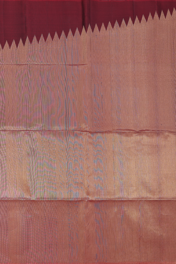 Soft Silk Saree In Ruby Red With Step Border