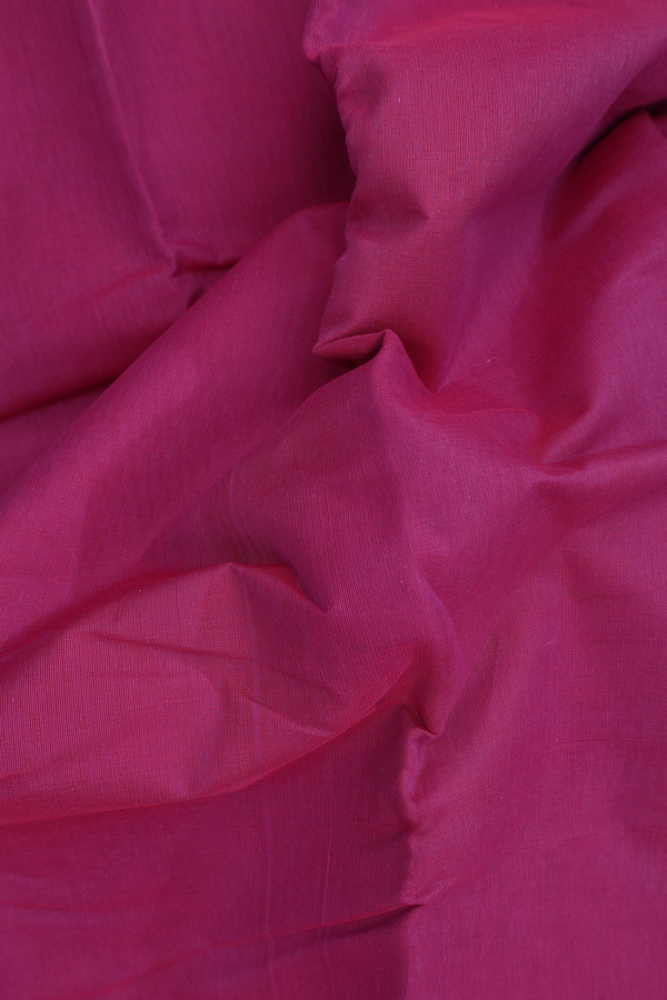 Kanchi Cotton Saree In Plain Deep Magenta With Temple Border