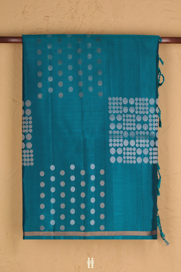 Soft Silk Saree In Teal Blue With Allover Design