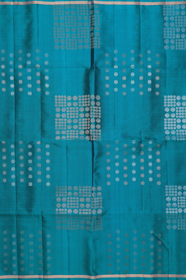 Soft Silk Saree In Teal Blue With Allover Design