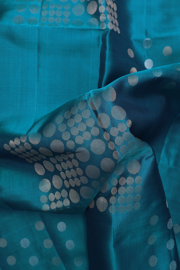 Soft Silk Saree In Teal Blue With Allover Design